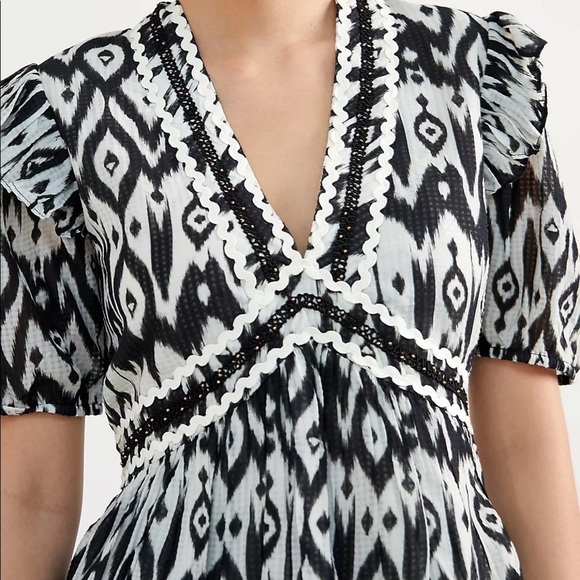 NWT - Anthropologie Pallavi Singhee Deep V-Neck Lined Lace Embellished Top - Picture 2 of 4